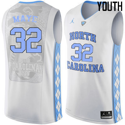 Youth North Carolina Tar Heels #32 Luke Maye College Basketball Jerseys Sale-White